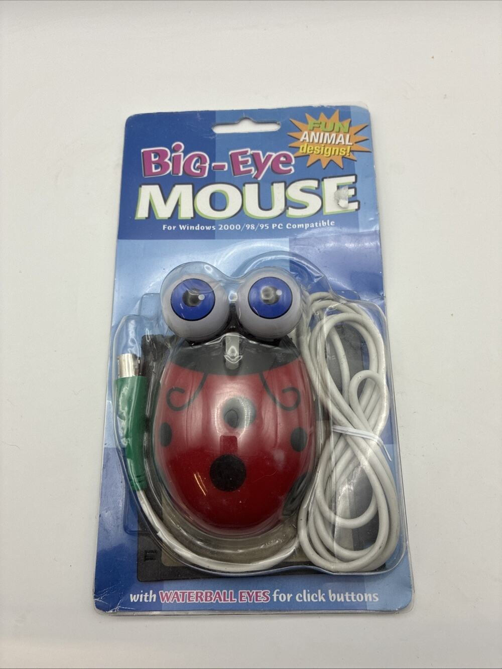 Big- Eye Mouse 2002 Vintage Ladybug Moving Eyes That Click Rare NIP
